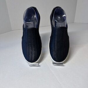 Ecco Navy Woven Slip-On Loafers with White Sole